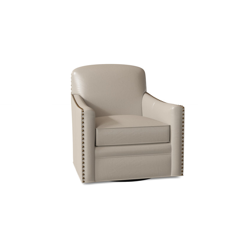 Luna Leather Swivel Armchair, Aline Fumo Genuine Leather, French Natural, Swivel - Standard