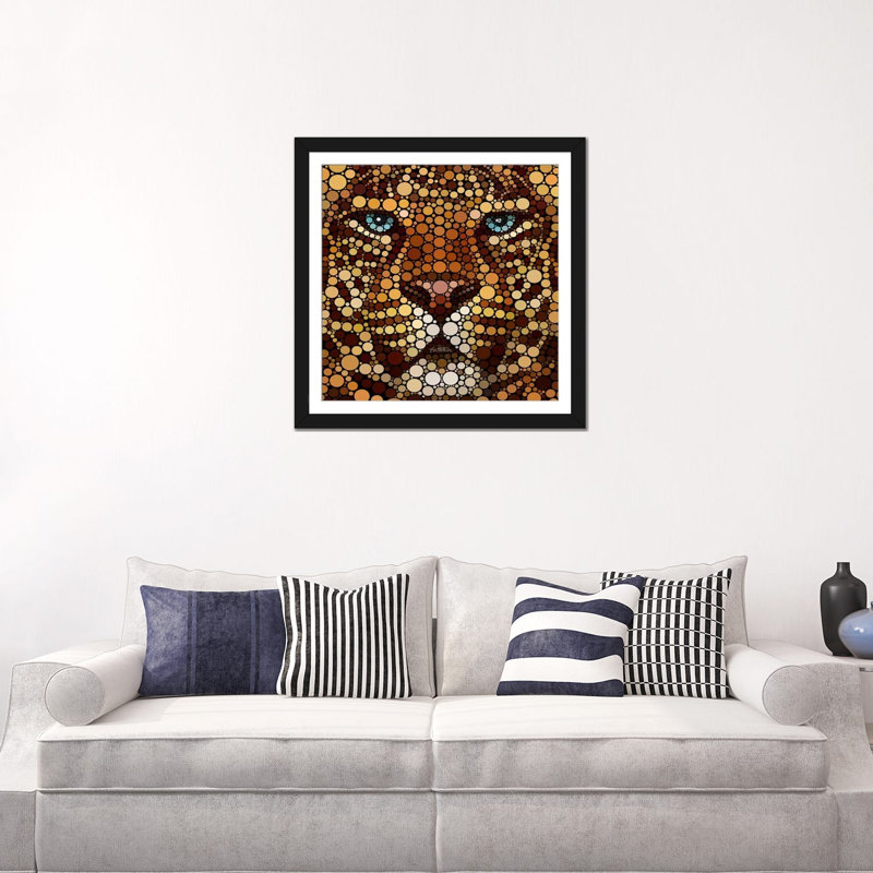 «Leopard» par Ben Heine, impression sur toile tendue, H 16 po x l 16 po x P 1 po, Papier avec cadre noir, Blanc