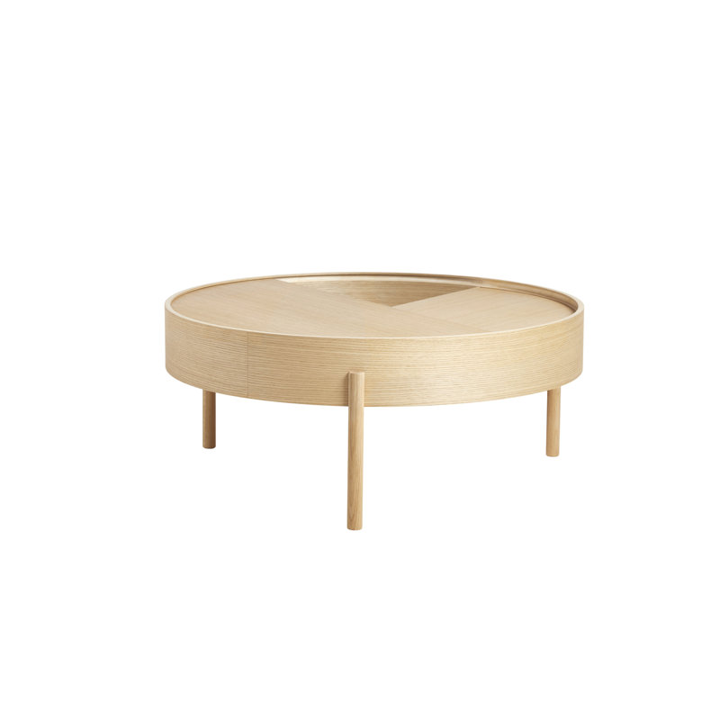 Arc Coffe Table, 15" H x 35" L x 35" W, White Pigmented Lacquered Ash