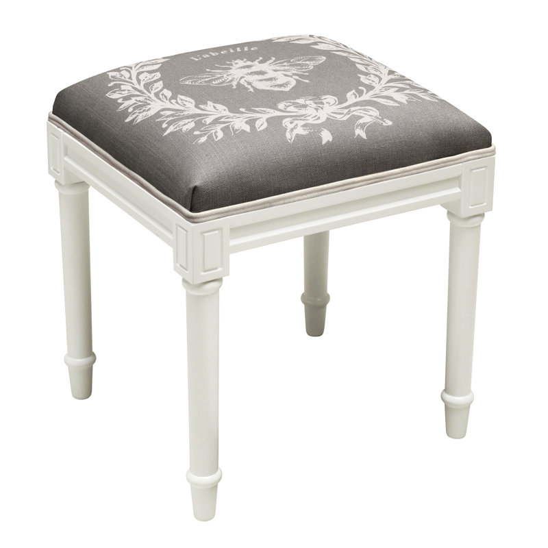 Tabouret de coiffeuse en bois massif Vanover, Gris