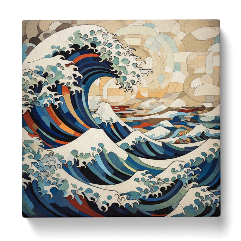 Japanese Wave Cubism - Wrapped Canvas
