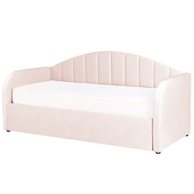 Amaryss Upholstered Daybed with Trundle, Pink