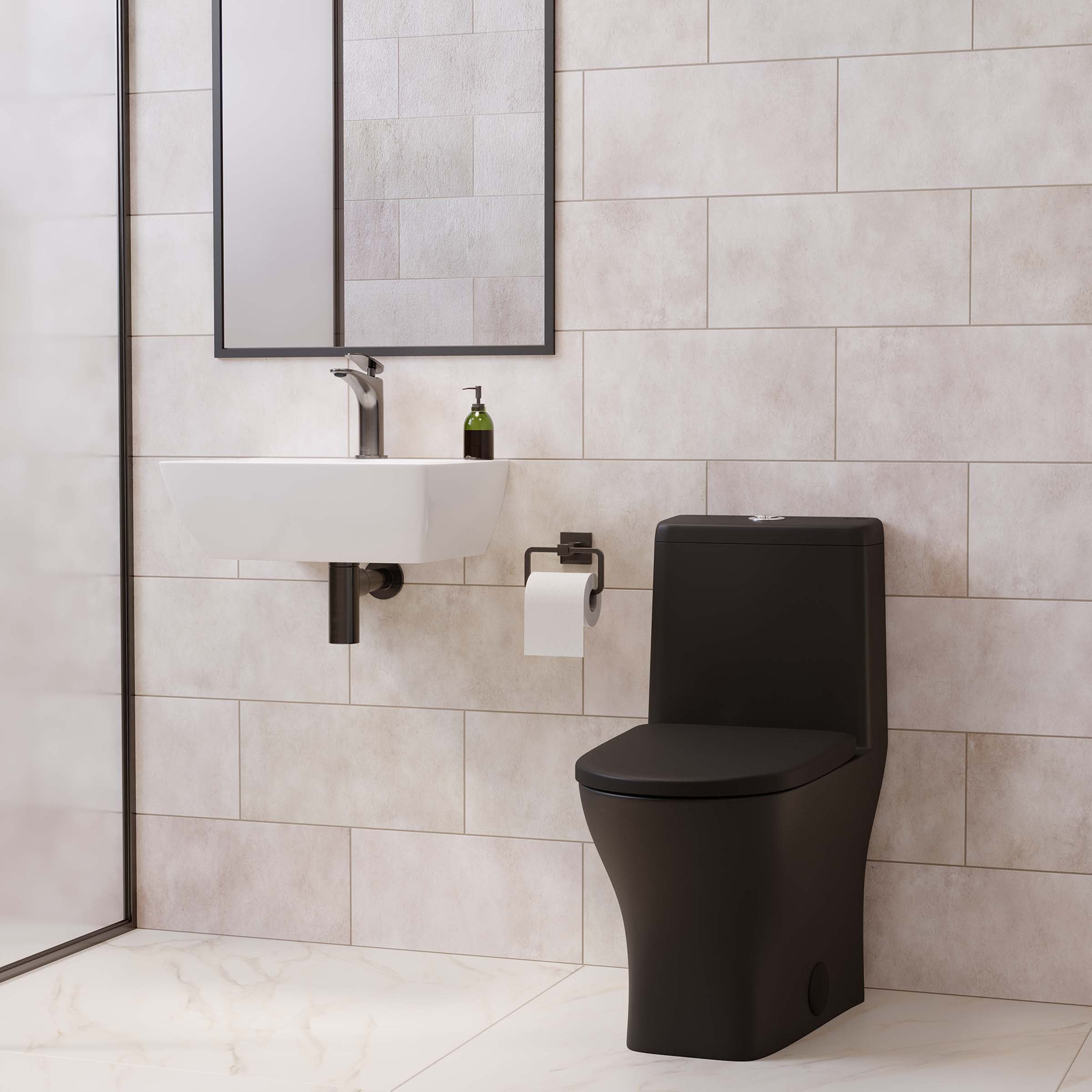 Sublime II 1-Piece Round Dual-Flush Toilet, Matte Black, Top