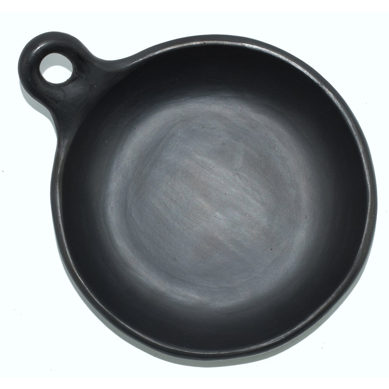 Small Black Clay Chamba Saute Pan, 32 Ounces