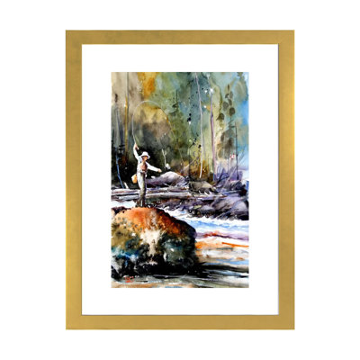 «Fishing in the Wild», reproduction d'art encadrée