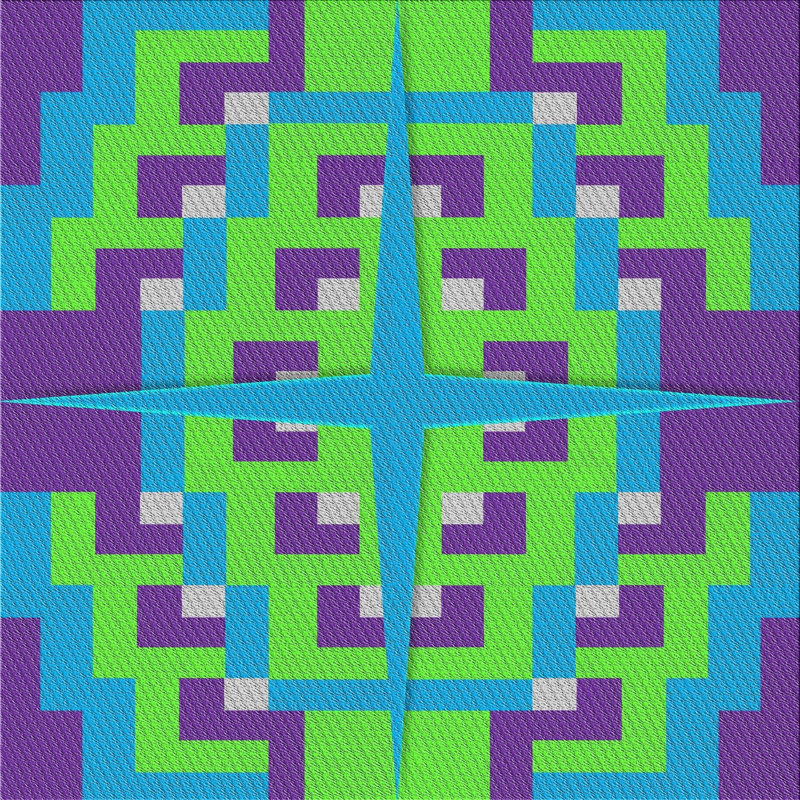 Bleu géométrique/bleu/Tapis décoratif pourpre, Carré 8 pi