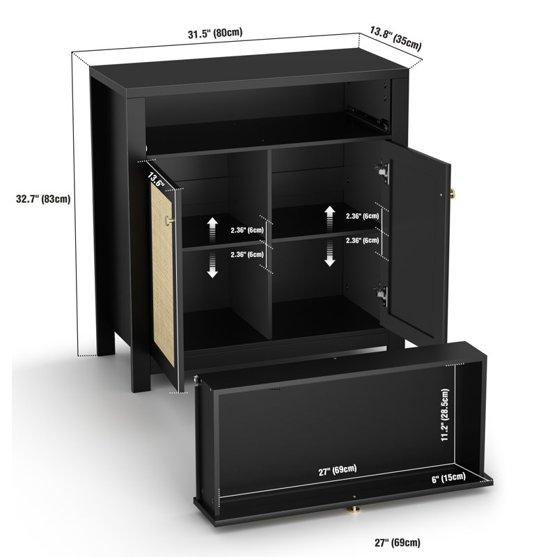 Armoire d'appoint avec tiroir et 2 portes Bonetta