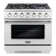Cosmo 36 in. Vista Collection 4.5 cu. ft. Gas Range, 6 Burners, Convection Oven, LED Light Panel in Modern Stainless Steel