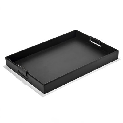Faux Leather Rectangular Tray With Handles