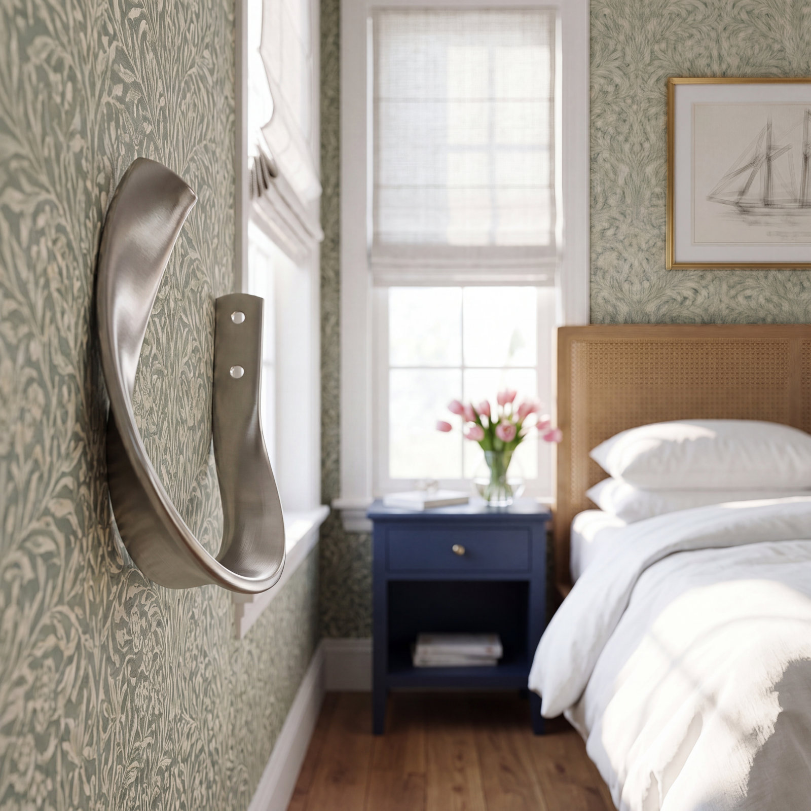 Presley Curtain Holdback, Plated Brushed Nickel