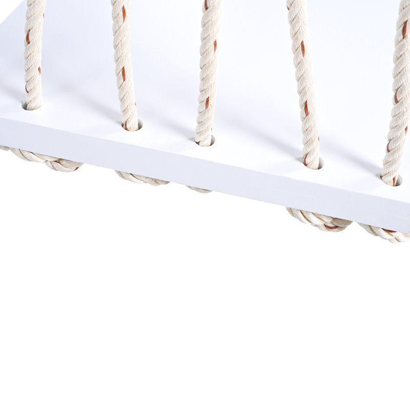 Balancelle de patio en bois avec coussin et coussins, 6 cordes en chanvre, 10,8 pi chacune, banc de véranda suspendu à charge concentrée de 400 lb, siège 63 po x 23,6 po, coussin moelleux, deux cordes
