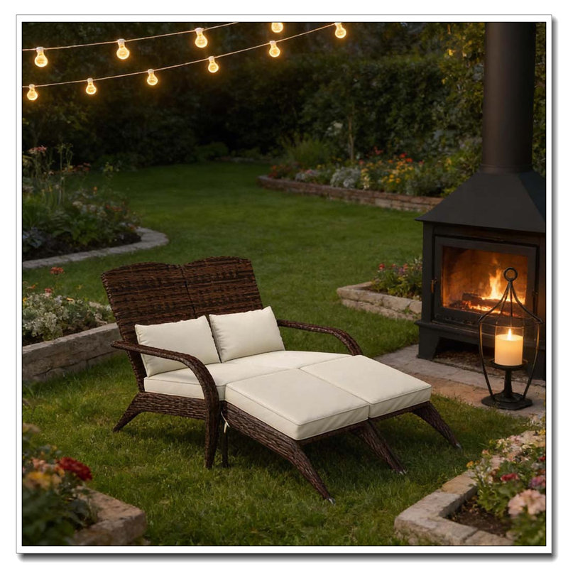 Outdoor High-Back Chair,Garden Wicker Chair, Brown Mix,Cream White
