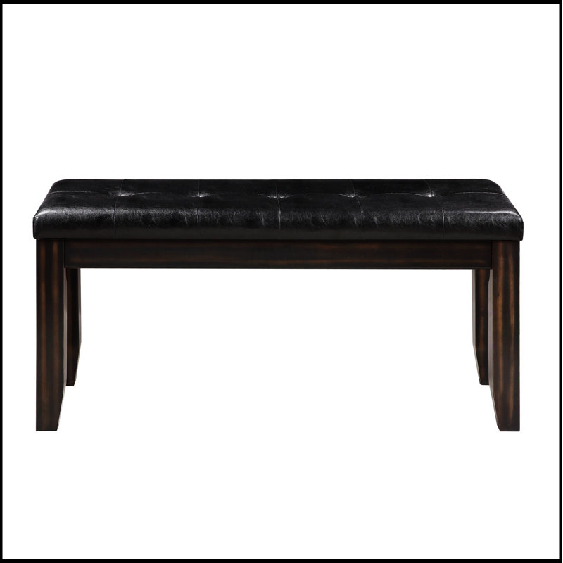 Banc compact compact noir et espresso avec coussin capitonné pour une utilisation polyvalente à la maison et un design élégant