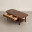 Table basse de 47 po de style Mid-Century moderne en chêne massif avec tiroir et tablette de rangement-1400450788-1397041380