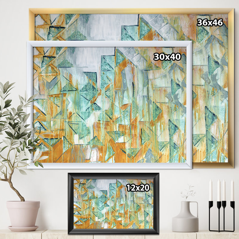 Cascade triangulaire-impression sur toile, H 36 po x l 46 po x 1,5 po, Toile avec cadre flottant noir
