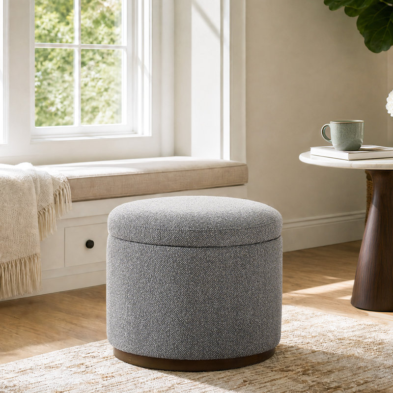 Repose-pieds rond 19,9 po avec rangement, Gris clair