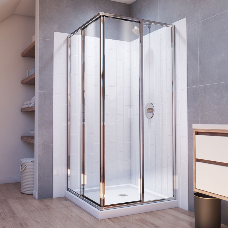 Ensemble de douche rectangulaire 36 x 36 x 78, Chrome