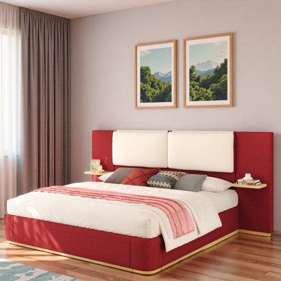 Upholstered Platform Bed With Shelves