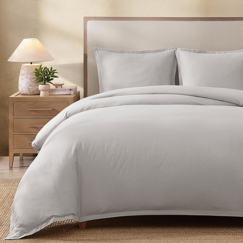 Standard Cotton-European Linen Duvet Cover Set, Queen Duvet Cover + 2 Standard Shams, Moon