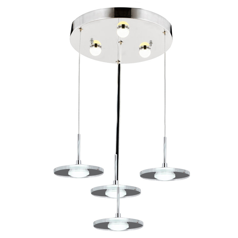 Luminaire suspendu géométrique à 4 lumières DEL