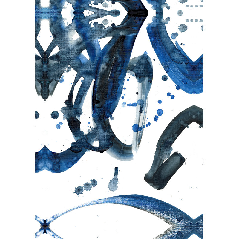 "Marine", peinture abstraite foncée - reproduction d'art sur toile tendue, H 30 po x l 20 po