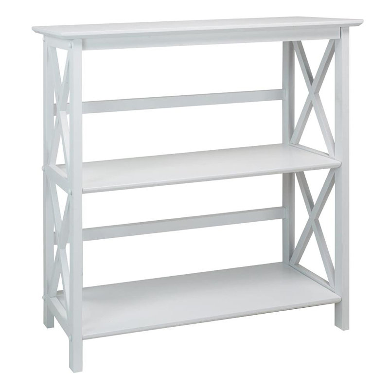 Solid Wood Etagere Bookcase, White, 34" H x 29.5" W x 11.75" D