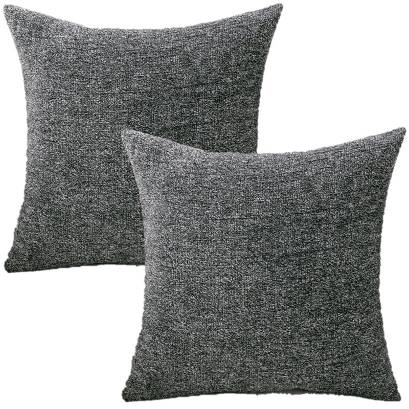Housse de coussin en chenille 18 po, Noir, H 18 po x l 18 po x P 1 po, Housse de coussin seulement - sans coussin