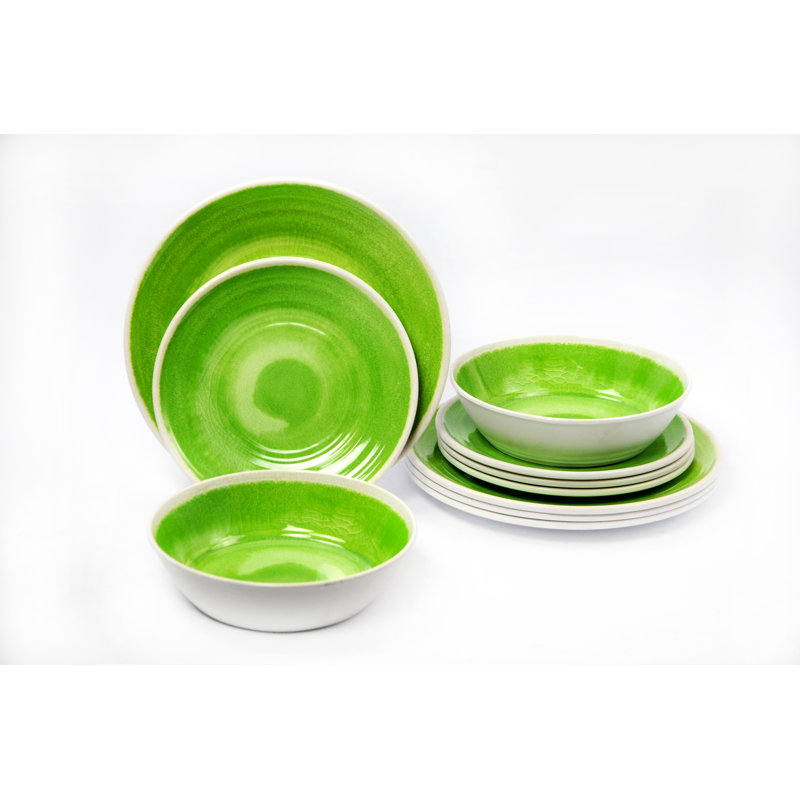 Sussman Melamine Dinnerware - Service for 4, Green