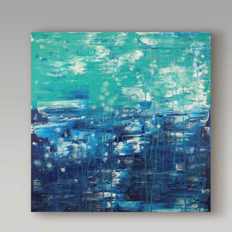 «Lithosphere Turquoise Blue» par Jurica, reproduction d'art sur toile tendue, H 18 po x l 18 po x P 2 po