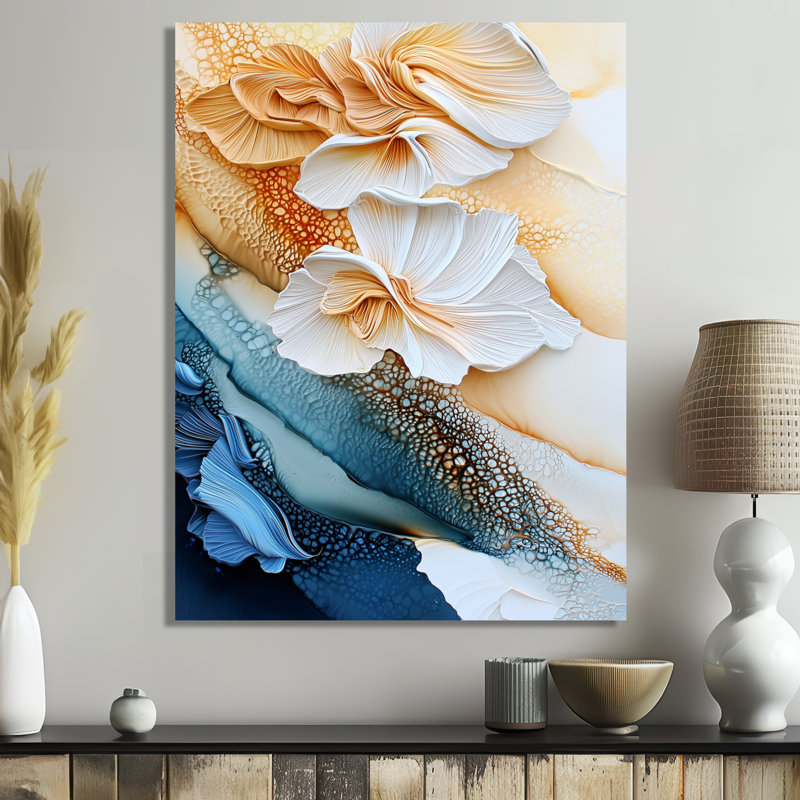 «Abstract Coastal Blue Echo Landscape V», art mural moderne en métal, impression moderne sur métal