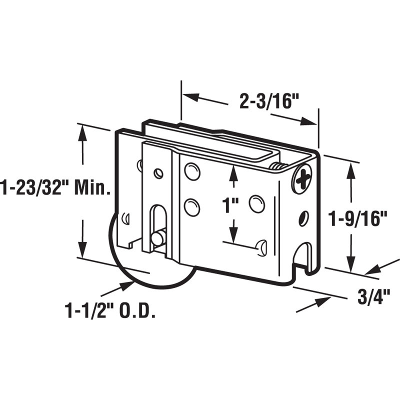 Rouleau de porte de patio coulissant réglable en acier de 1 1/2 po Prime-Line (paquet simple)