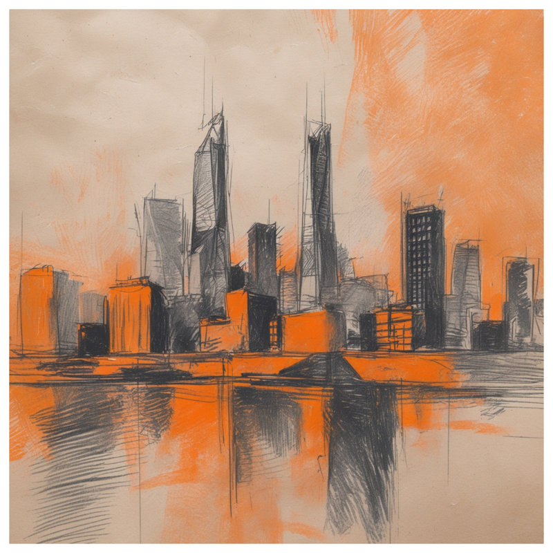 Housses de couette Orange City Skyline, Grand lit