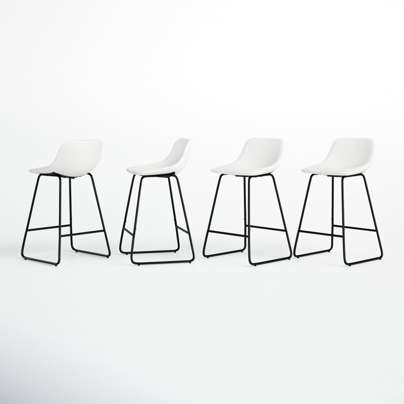 Tabouret de bar et de comptoir Hambrook, Tabouret de comptoir (siège d'une hauteur de 24 p, Blanc, 4