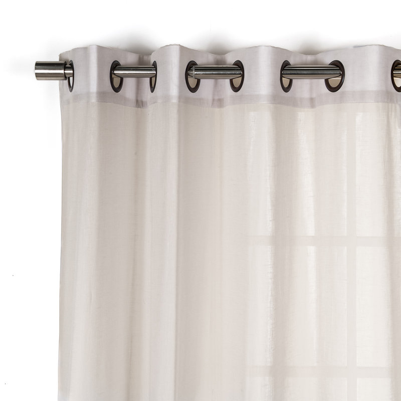 Paire de rideaux semi-transparents avec œillets Taumsauk, Gris clair, L 52 po x L 96 po