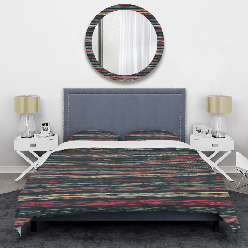 Ensemble de housse de couette en microfibre bleu / rose / brun 3 pièces, Housse de couette pour grand lit et 2 taies décor