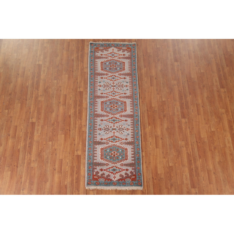 Tapis de couloir géométrique en laine 3x8