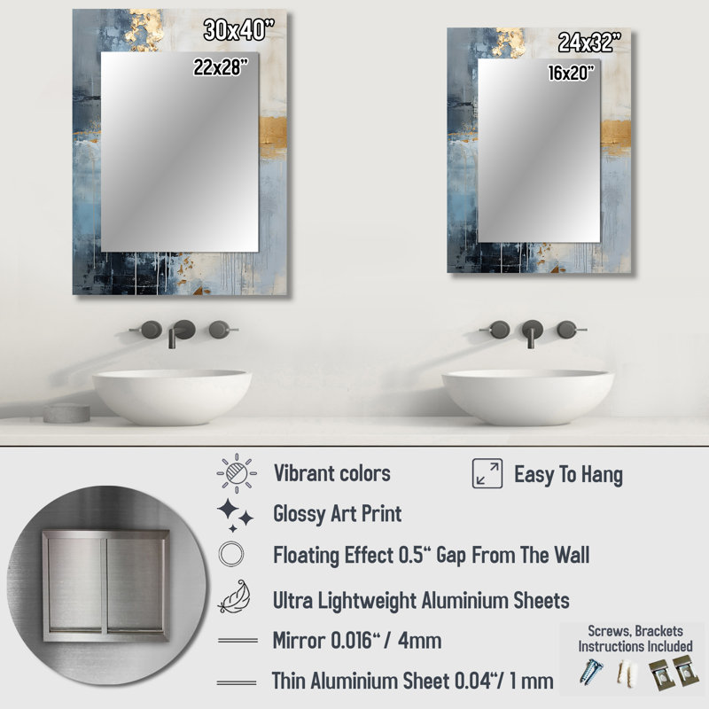 Fairlough - Beige Modern Wall Mirror, 40 po x 30 po