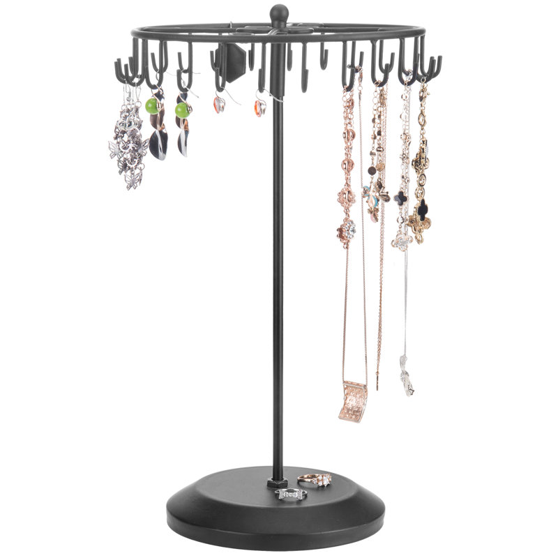 24 Hook Rotating Necklace Jewellery Stand, Black