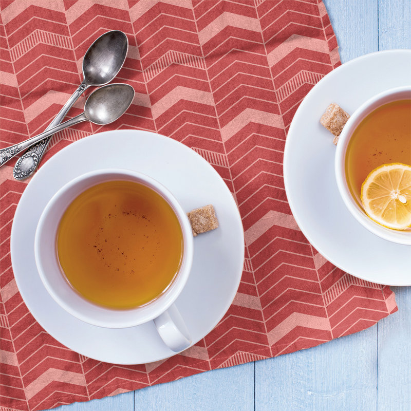 Stephenie Tea Towel Kitchen Towel, Red/Peach, Cotton Twill