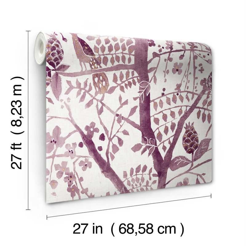 Papier peint à imprimé paon, Mauve