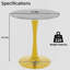 Table basse ronde à effet marbre 27,6 po avec plateau texturé gris clair et base dorée-830419822