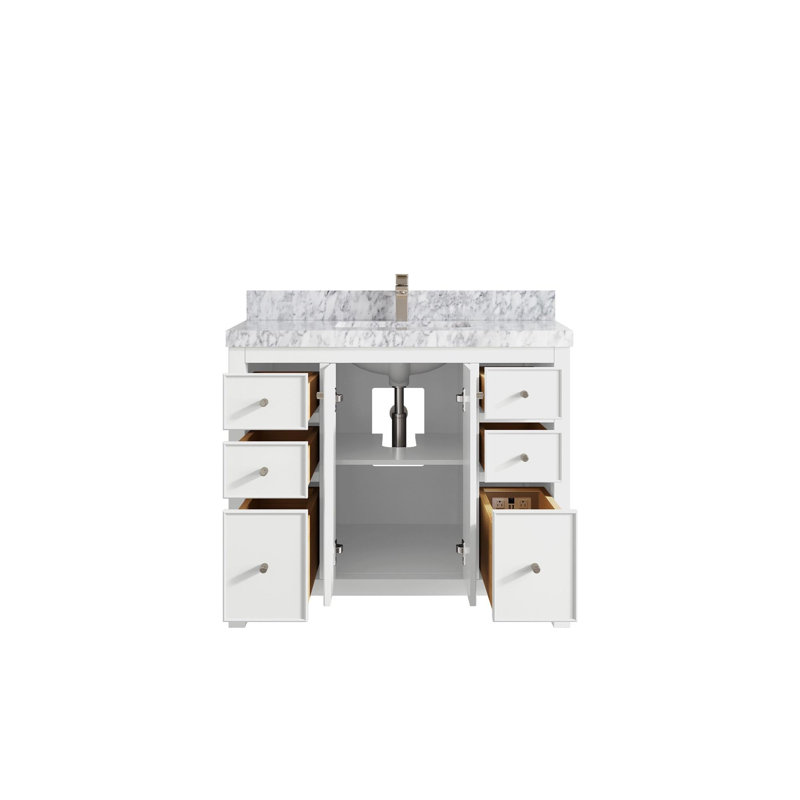 Meuble-lavabo simple 42 po avec plateau Chicago, Marbre de Carrare