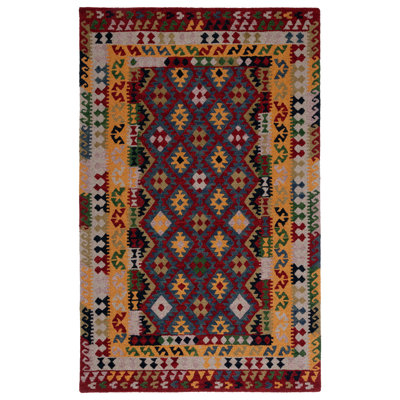 Hand Tufted Wool/Cotton/Latex Southwestern Rug in Yellow/Red