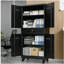Armoire de rangement en métal avec tiroir, armoire de garage 71 po avec portes verrouillables et 2 tablettes réglables, armoire à outils robuste avec panneau perforé, 8 crochets et roulettes pour le bureau à domicile