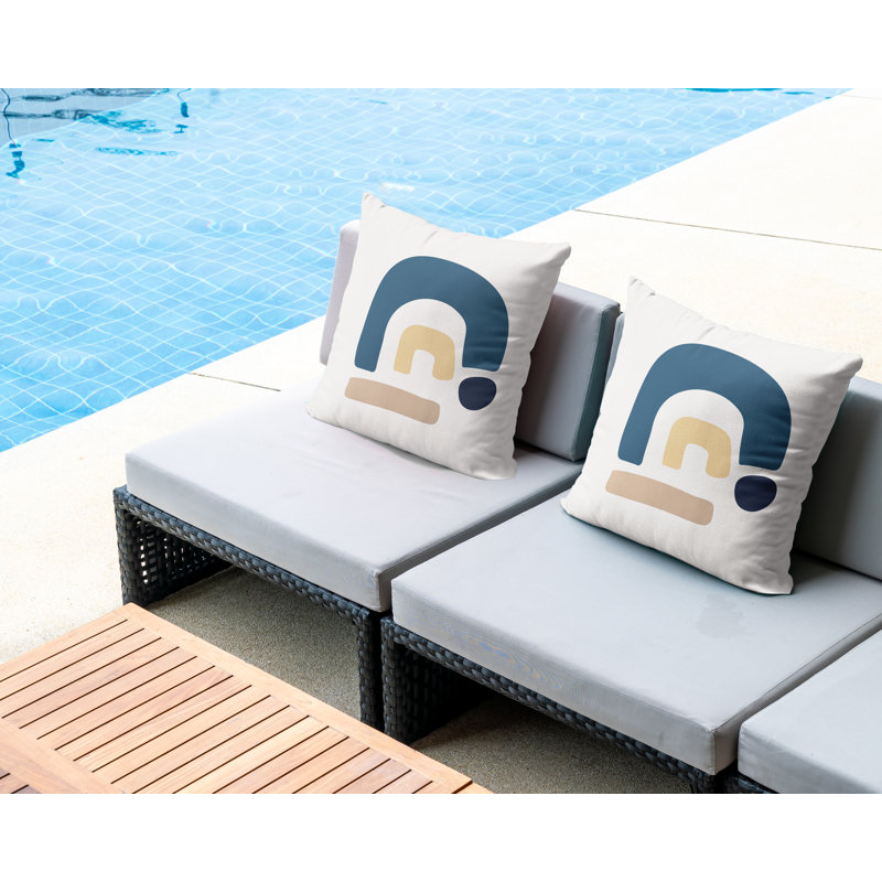 Jeté carré en polyester / mélange de polyester intérieur / extérieur, Bleu, L 17 po x H 17 po