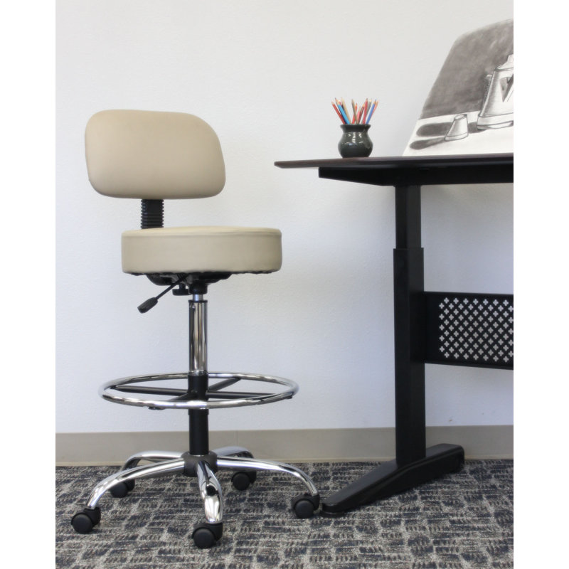 Boss Office Products Vinyl Drafting Chair, Beige