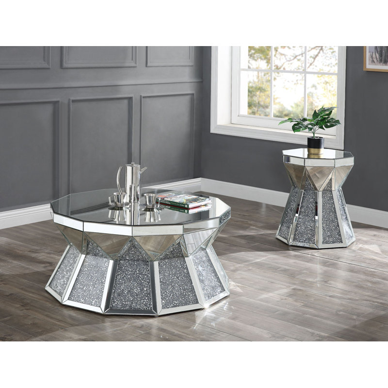 Hedda Mirrored Glass Top End Table