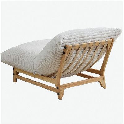 Canapé d'appoint sans accoudoirs, canapé simple décontracté, tissu velours côtelé, pour le salon et la chambre à coucher, avec dossier, siège simple, blanc cassé