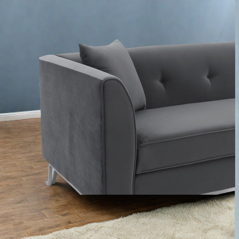 Canapés modernes en tissu gris, pieds en acier inoxydable, polyvalents pour la maison