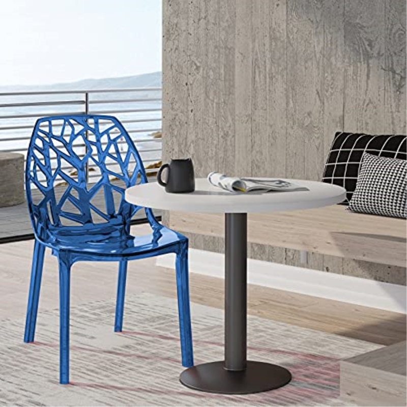 Edgington Lightweight Stacking Accent Dining Chair for Indoor & Outdoor, Solid White, Single